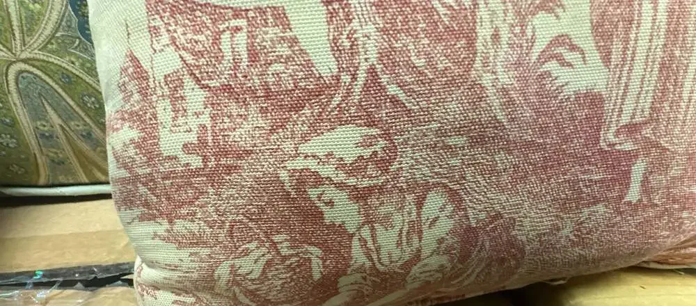 Vintage Waverly Red Toile Throw Pillow 16 Inch x 8 Inch